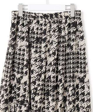 23区 S 【洗える】ハウンドトゥースアートプリント ギャザー スカート モノトーンプリント