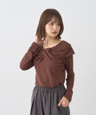 earth music&ecology リボンライクドレーププルオーバー Brown