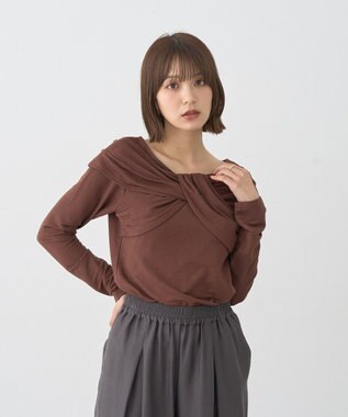 earth music&ecology リボンライクドレーププルオーバー Brown