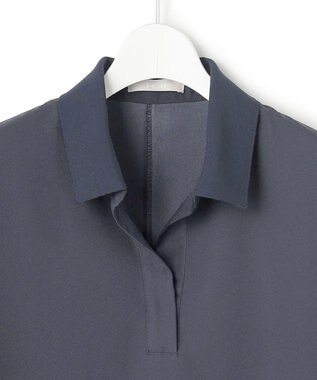 ICB 【先行予約・WEB限定】FluidBackSatin ニット衿シャツワンピース ダルブルー