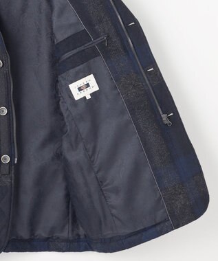 JOSEPH ABBOUD 【イタリア素材/軽量/中綿キルト】 スライバーチェックキルト ジャケット ネイビー系4