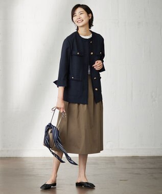 J.PRESS LADIES 【洗える】バイオエアフロー フレアー スカート ブラウン系