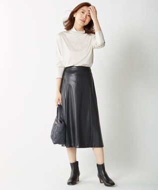 J.PRESS LADIES 【WEB限定・洗える】BARTOLOZZI ポリエステルレザーII スカート ブラック系