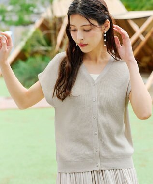 Tiaclasse 【洗える】リネンタッチカーディガン アイボリー