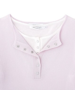 AMERICAN HOLIC 【2点セット】シアーリブヘンリーネックニット＋タンクトップ Purple