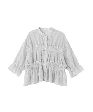 earth music&ecology シャーリングストライプシャツ Stripe Black