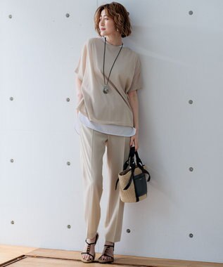 23区 【新色追加/洗える】2WAYストレッチツイル ドロスト パンツ ベージュ系