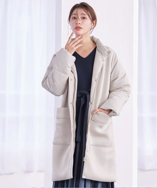 Tiaclasse ファイバーダウン×ダンボール異素材ロングコート グレー