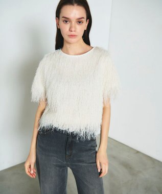 GRACE CONTINENTAL フリンジトップ ホワイト