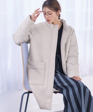 Tiaclasse ファイバーダウン×ダンボール異素材ロングコート グレー