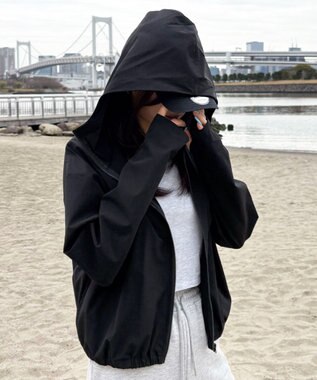 WEGO 【日焼け対策/セットアップ対応】ラッシュガードZIPパーカー ブラック