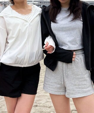 WEGO 【日焼け対策/セットアップ対応】ラッシュガードZIPパーカー ブラック