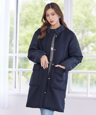 Tiaclasse ファイバーダウン×ダンボール異素材ロングコート ネイビー