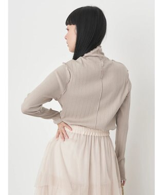 earth music&ecology ランダムリブタートルネックプルオーバー Beige