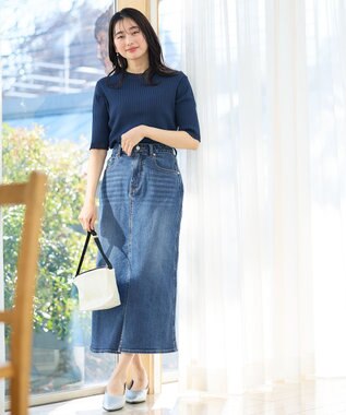 ANY L ポイントシアーリブニット ネイビー