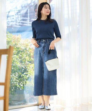 ANY L ポイントシアーリブニット ネイビー