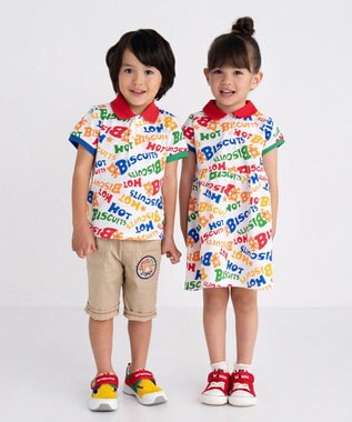 MIKI HOUSE HOT BISCUITS 【80-120cm】 カラフルロゴ ポロシャツ マルチカラー