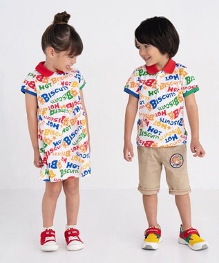 MIKI HOUSE HOT BISCUITS 【80-120cm】 カラフルロゴ ポロシャツ マルチカラー