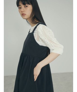 Green Parks ａ．肩ひもギャザーノースリワンピース Black