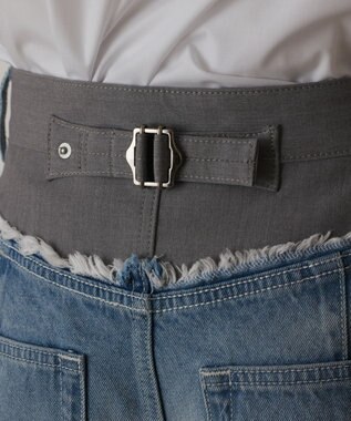 GRACE CONTINENTAL コンビデニムワイドパンツ グレー