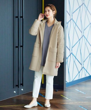 Tiaclasse ファイバーダウン×ダンボール異素材ロングコート ベージュ