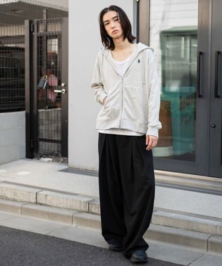 WEGO 【WEB限定/ユニセックス着用ITEM/25年秋冬新作/SMLサイズ展開】別注U.S.POLO ASSN.　ZIPパーカー 杢グレー