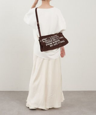 russet ステンシルデザインスエード横長ショルダーバッグ(CE-1640) D.Brown