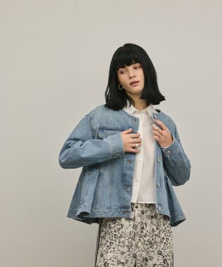 GRACE CONTINENTAL ペプラムデニムジャケット ブルー