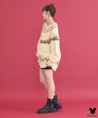earth music&ecology Disney/ミッキー刺繍ノルディックニットチュニック アイボリー