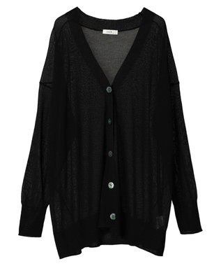 earth music&ecology 接触冷感シアーＢＩＧカーディガン Black