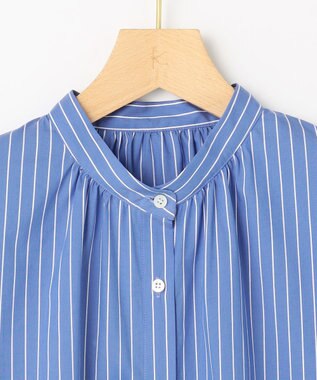 組曲 【先行予約・2WAY】エアリーシャーティングフリル襟 ブラウス ブルーストライプ系1