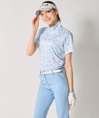 FILA GOLF／marie claire 【Marie claire sports】ハーフジップ半袖シャツ ライトブルー