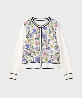 GRACE CONTINENTAL フラワープリントニットカーディガン ホワイト