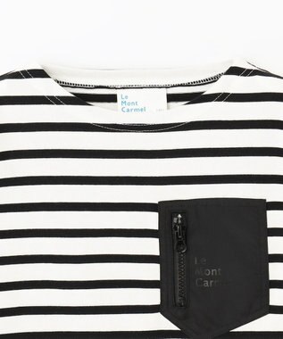 SHARE PARK LADIES 【KIDS】ボートネックボーダーＴシャツ オフ×ブラックボーダー