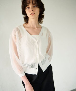 GRACE CONTINENTAL シアードルマンニットカーディガン ホワイト