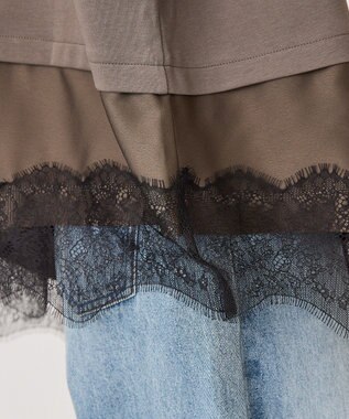 AMERICAN HOLIC レースドッキングＴシャツ Charcoal Gray