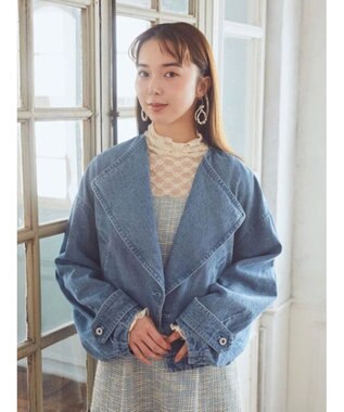 earth music&ecology ビッグカラーショートジャケット Light Indigo