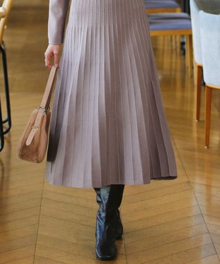 Tiaclasse 【洗える】くるみ釦ニットワンピース モカ