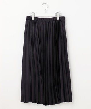 自由区 【洗える】ロイヤルサテン プリーツスカート ネイビー系