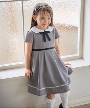 ANY KIDS 【2点セット】ノーカラー ボレロジャケット+襟付き ワンピース グレー