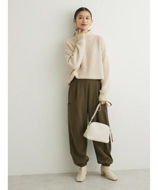 Green Parks 袖ラインカノコ編みニットプルオーバー Off White