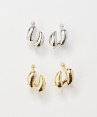 Phoebe 【痛くないシリーズ金属アレルギー対応】ダブルドロップメタルフロートライトフィットイヤリング　シルバー シルバー