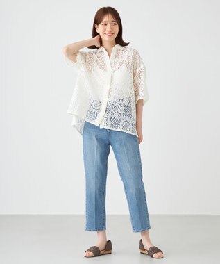 SHARE PARK LADIES センタープレスストレートデニム インディゴ