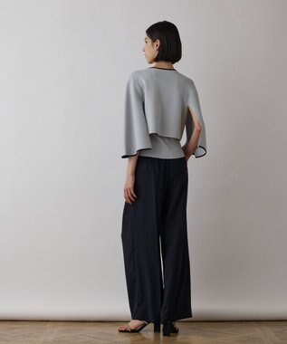 GRACE CONTINENTAL バイカラースリットニットカーディガン ブルー