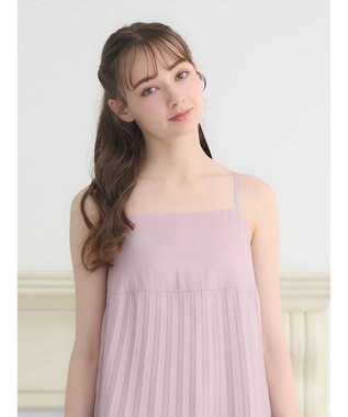 earth music&ecology ＳＥＴ２点　オーガンジー刺繍＋プリーツワンピース Pink