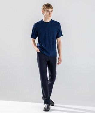 JOSEPH HOMME レクサスムリネ　クルーネック半袖ニット ネイビー系