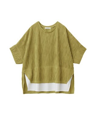 Green Parks カットジャガード裾ドッキングプルオーバー Green