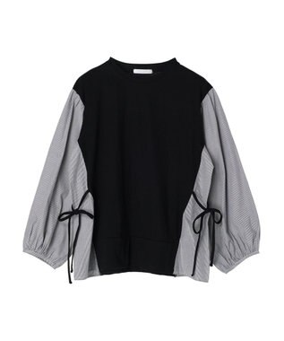 Green Parks 布帛ドッキング脇リボンプルオーバー Black