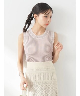 earth music&ecology ノースリーブラインニットプルオーバー