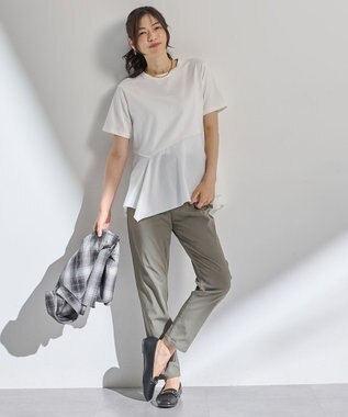 ANY L 【洗濯機可】コンビネーションイレヘムカットソー オフホワイト